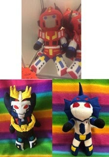 TF Victory Deathsaurus and Star Saber Plush – BittyBot Stuffed Doll (9"/15")