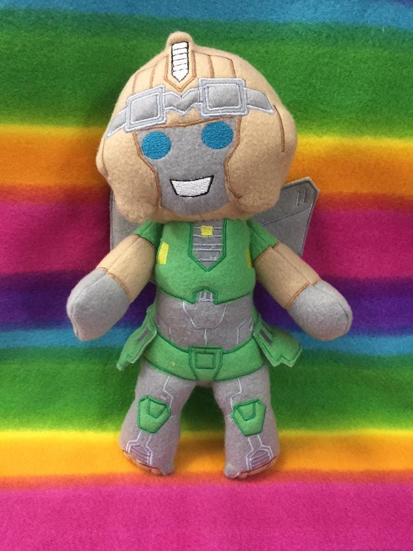 TF G1/Comic Femmes Girls Arcee and Elita Plush: BittyBot Stuffed Doll (9"/15")